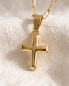 Deep Faith Cross pendant close up on paperclip chain