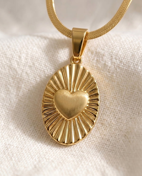 Just as You Are pendant close-up on gold snake chain