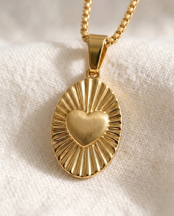 Just as You Are pendant close-up on gold box-link chain